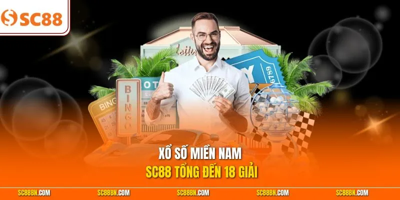 Xổ số miền Nam SC88 tổng đến 18 giải